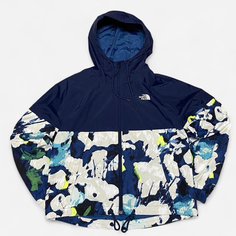 The north face navy and p white and blue pattern wind breaker shell‎